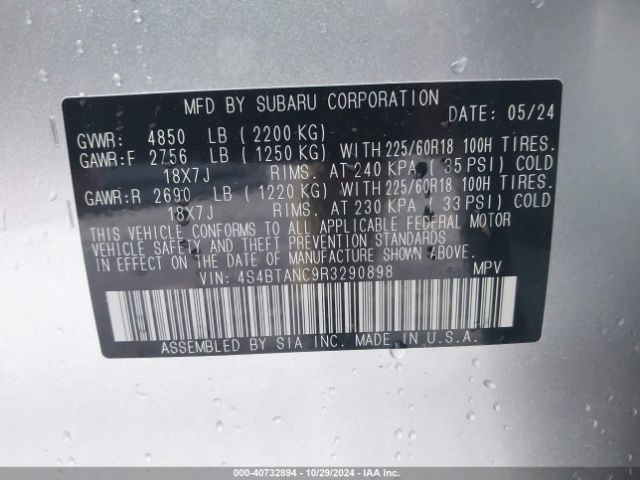 Photo 8 VIN: 4S4BTANC9R3290898 - SUBARU OUTBACK 