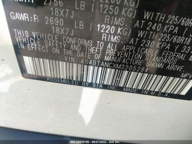 Photo 8 VIN: 4S4BTANCXM3205284 - SUBARU OUTBACK 