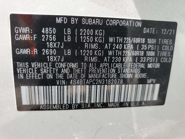 Photo 9 VIN: 4S4BTAPC2N3182078 - SUBARU OUTBACK TO 