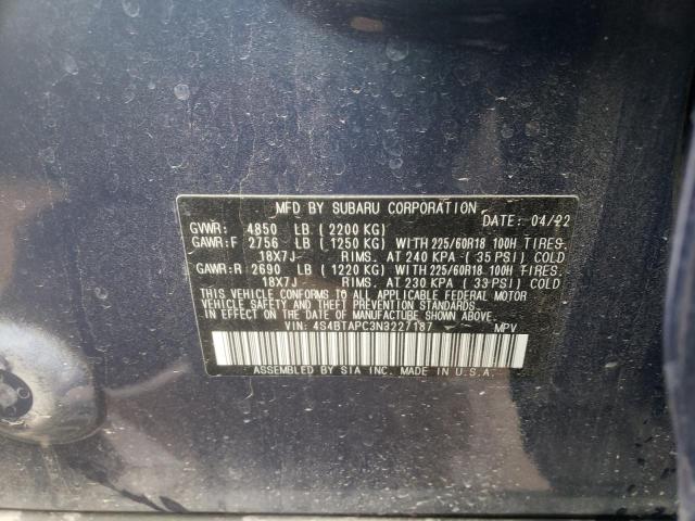 Photo 11 VIN: 4S4BTAPC3N3227187 - SUBARU OUTBACK TO 