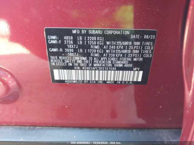 Photo 8 VIN: 4S4BTAPC3R3151590 - SUBARU OUTBACK 