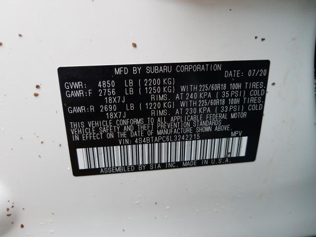 Photo 9 VIN: 4S4BTAPC6L3242215 - SUBARU OUTBACK TO 