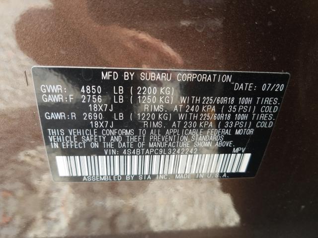 Photo 9 VIN: 4S4BTAPC9L3242242 - SUBARU OUTBACK TO 