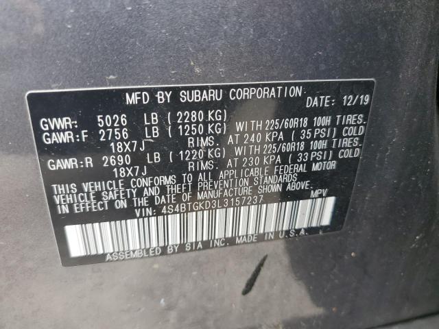 Photo 12 VIN: 4S4BTGKD3L3157237 - SUBARU OUTBACK 