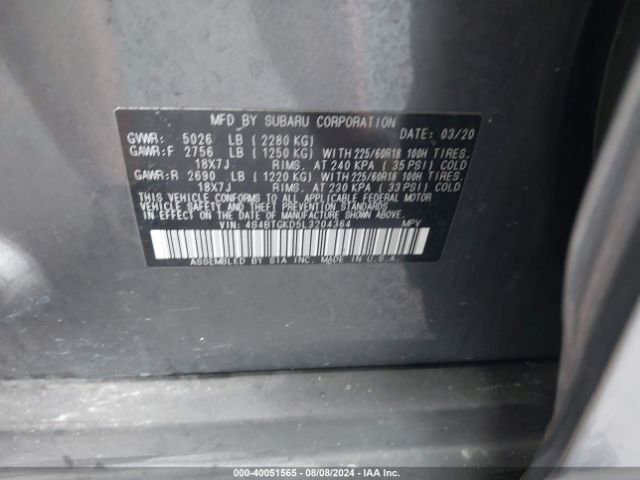 Photo 8 VIN: 4S4BTGKD5L3204364 - SUBARU OUTBACK 