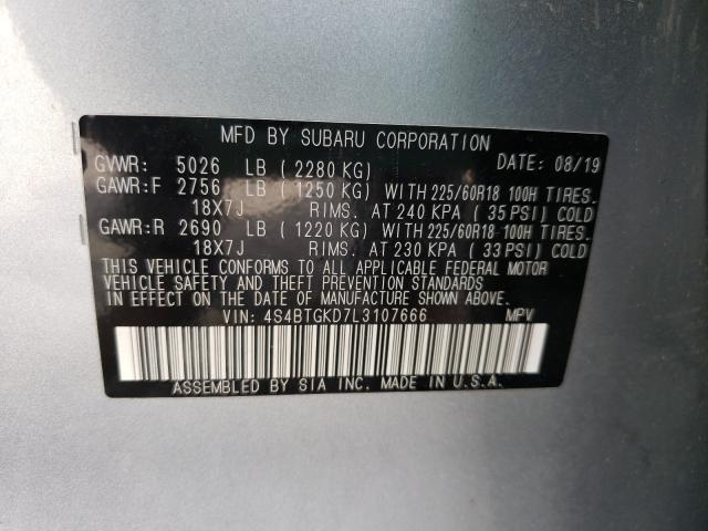 Photo 9 VIN: 4S4BTGKD7L3107666 - SUBARU OUTBACK 