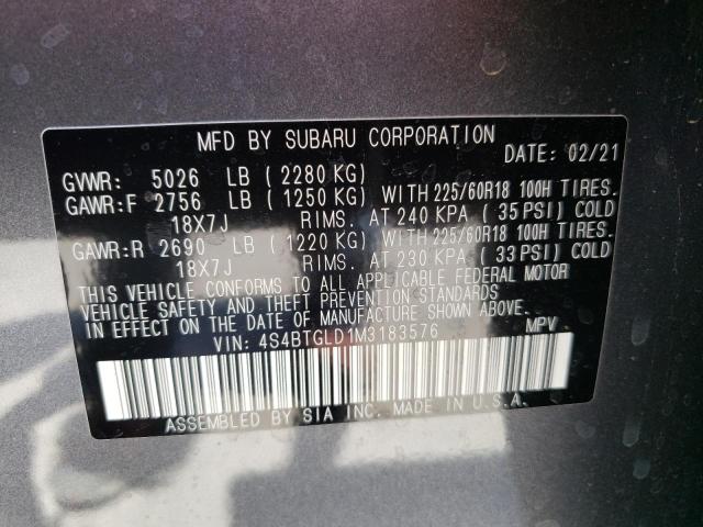 Photo 9 VIN: 4S4BTGLD1M3183576 - SUBARU OUTBACK ON 