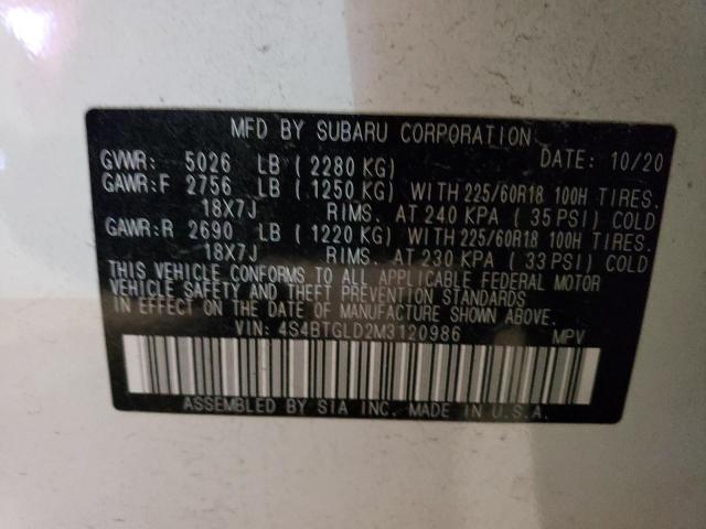 Photo 12 VIN: 4S4BTGLD2M3120986 - SUBARU OUTBACK 