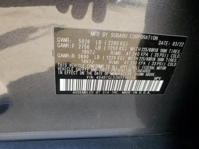 Photo 11 VIN: 4S4BTGLD2N3216778 - SUBARU OUTBACK 