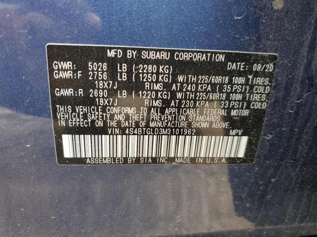 Photo 12 VIN: 4S4BTGLD3M3101962 - SUBARU OUTBACK ON 