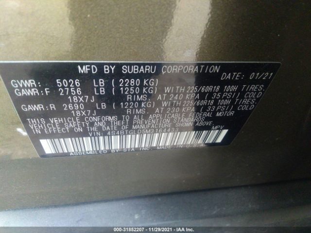 Photo 8 VIN: 4S4BTGLD5M3164433 - SUBARU OUTBACK 