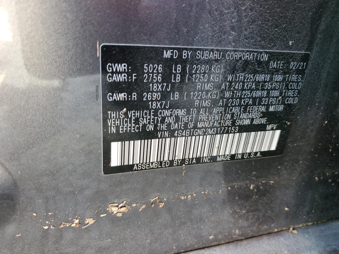 Photo 13 VIN: 4S4BTGND2M3177153 - SUBARU OUTBACK 