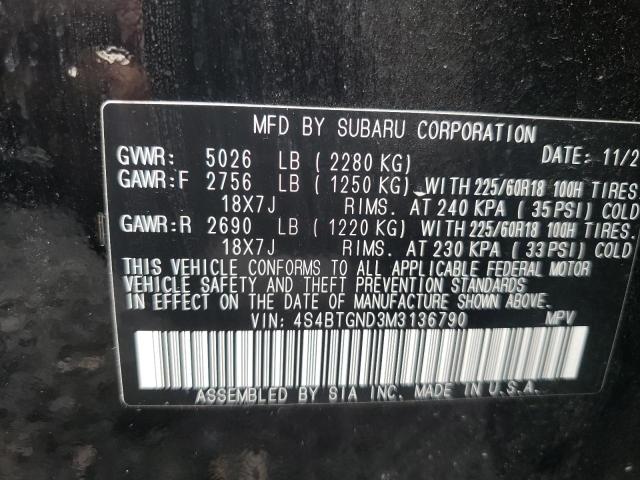 Photo 9 VIN: 4S4BTGND3M3136790 - SUBARU OUTBACK LI 