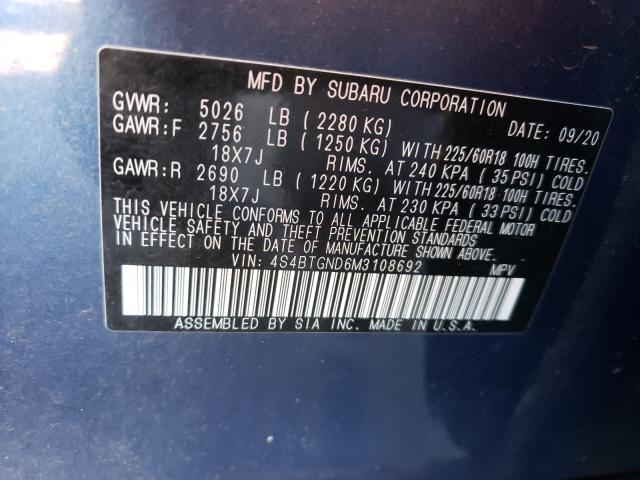 Photo 9 VIN: 4S4BTGND6M3108692 - SUBARU OUTBACK LI 