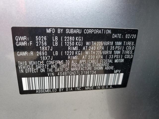 Photo 9 VIN: 4S4BTGND7L3196134 - SUBARU OUTBACK LI 