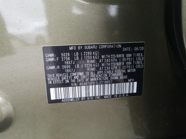 Photo 9 VIN: 4S4BTGPD1L3218657 - SUBARU OUTBACK TO 