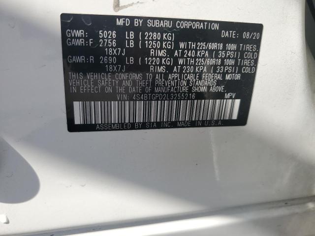 Photo 13 VIN: 4S4BTGPD2L3255216 - SUBARU OUTBACK TO 