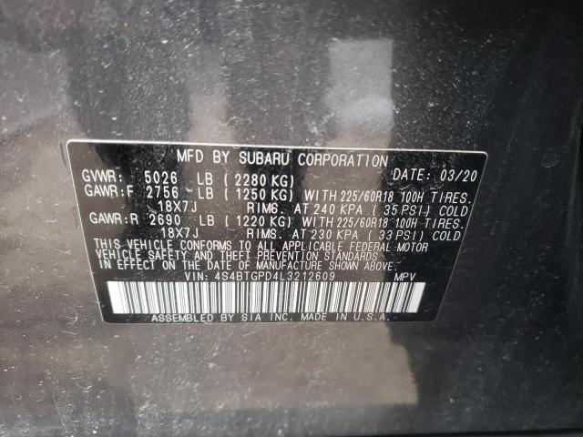 Photo 9 VIN: 4S4BTGPD4L3212609 - SUBARU OUTBACK TO 