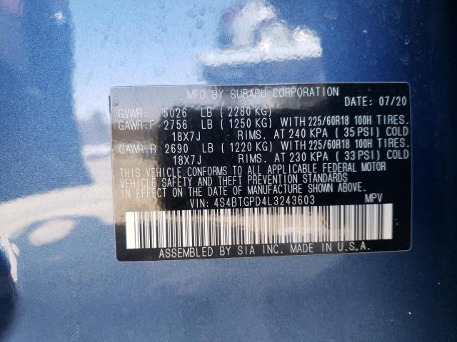 Photo 9 VIN: 4S4BTGPD4L3243603 - SUBARU OUTBACK TO 