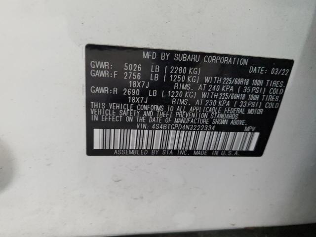 Photo 12 VIN: 4S4BTGPD4N3222334 - SUBARU OUTBACK TO 