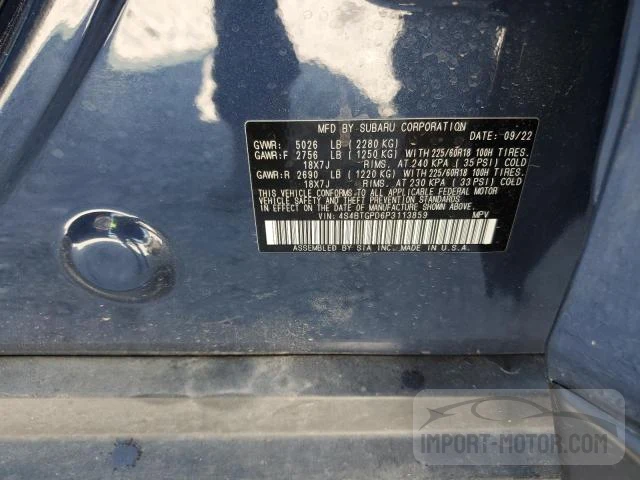 Photo 13 VIN: 4S4BTGPD6P3113859 - SUBARU OUTBACK 