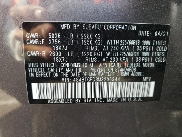 Photo 9 VIN: 4S4BTGPD8M3206944 - SUBARU OUTBACK 