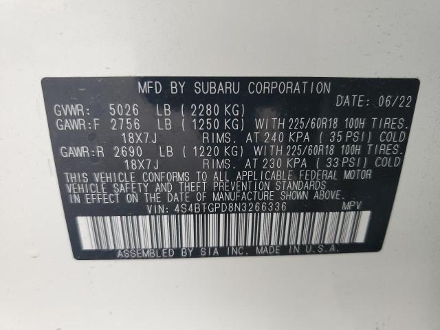 Photo 12 VIN: 4S4BTGPD8N3266336 - SUBARU OUTBACK 