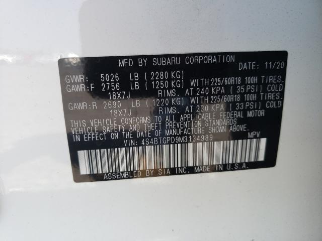 Photo 9 VIN: 4S4BTGPD9M3134989 - SUBARU OUTBACK TO 