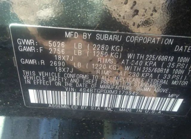 Photo 8 VIN: 4S4BTGPDXM3179942 - SUBARU OUTBACK 