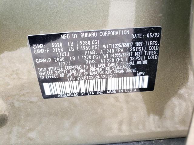 Photo 12 VIN: 4S4BTGSD2N3256201 - SUBARU OUTBACK WI 