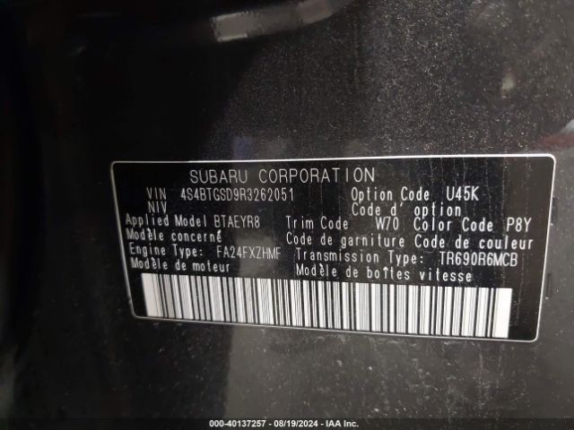 Photo 8 VIN: 4S4BTGSD9R3262051 - SUBARU OUTBACK 