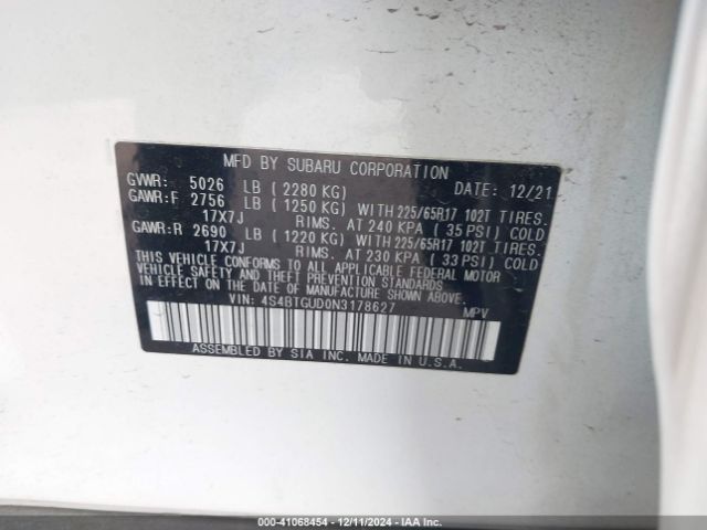 Photo 8 VIN: 4S4BTGUD0N3178627 - SUBARU OUTBACK 