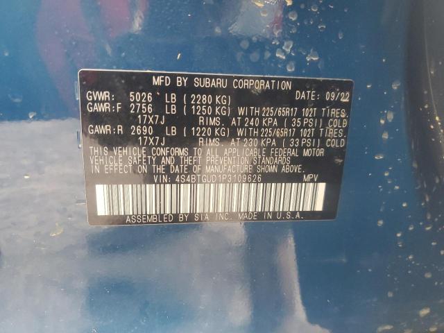 Photo 13 VIN: 4S4BTGUD1P3109626 - SUBARU OUTBACK WI 