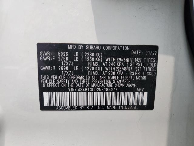 Photo 12 VIN: 4S4BTGUD2N3189077 - SUBARU OUTBACK WI 