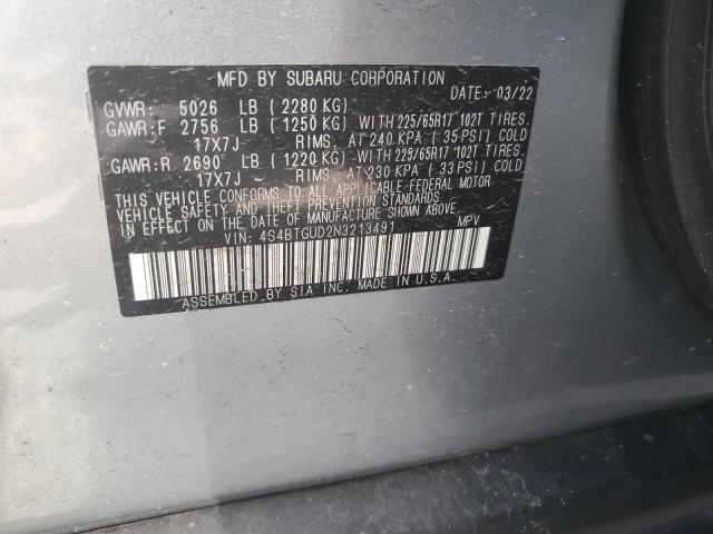 Photo 12 VIN: 4S4BTGUD2N3213491 - SUBARU OUTBACK WI 