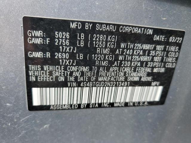 Photo 12 VIN: 4S4BTGUD2N3213491 - SUBARU OUTBACK WI 