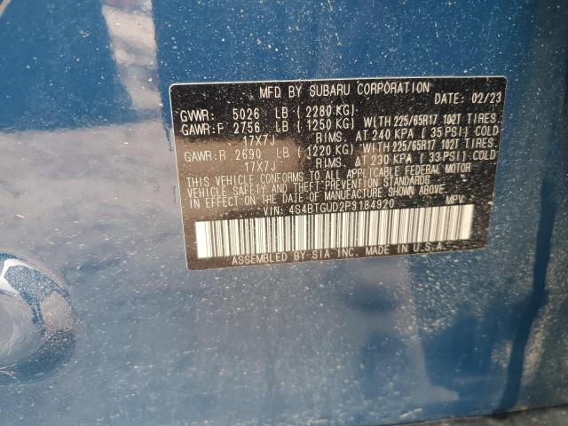 Photo 12 VIN: 4S4BTGUD2P3184920 - SUBARU OUTBACK WI 