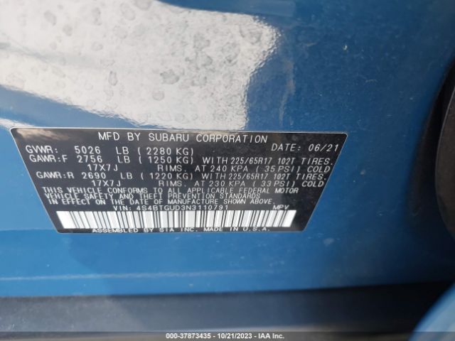 Photo 8 VIN: 4S4BTGUD3N3110791 - SUBARU OUTBACK 