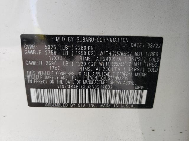 Photo 9 VIN: 4S4BTGUD3N3217632 - SUBARU OUTBACK WI 