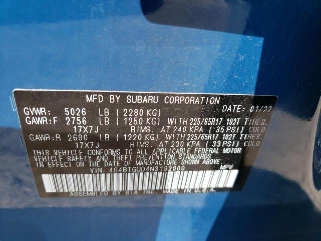 Photo 13 VIN: 4S4BTGUD4N3192000 - SUBARU OUTBACK WI 