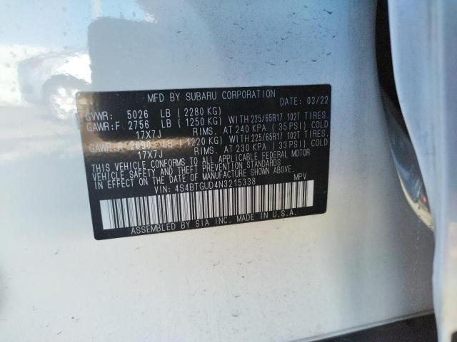 Photo 11 VIN: 4S4BTGUD4N3215338 - SUBARU OUTBACK WI 