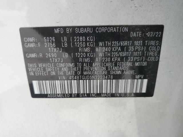 Photo 11 VIN: 4S4BTGUD5N3223478 - SUBARU OUTBACK WI 