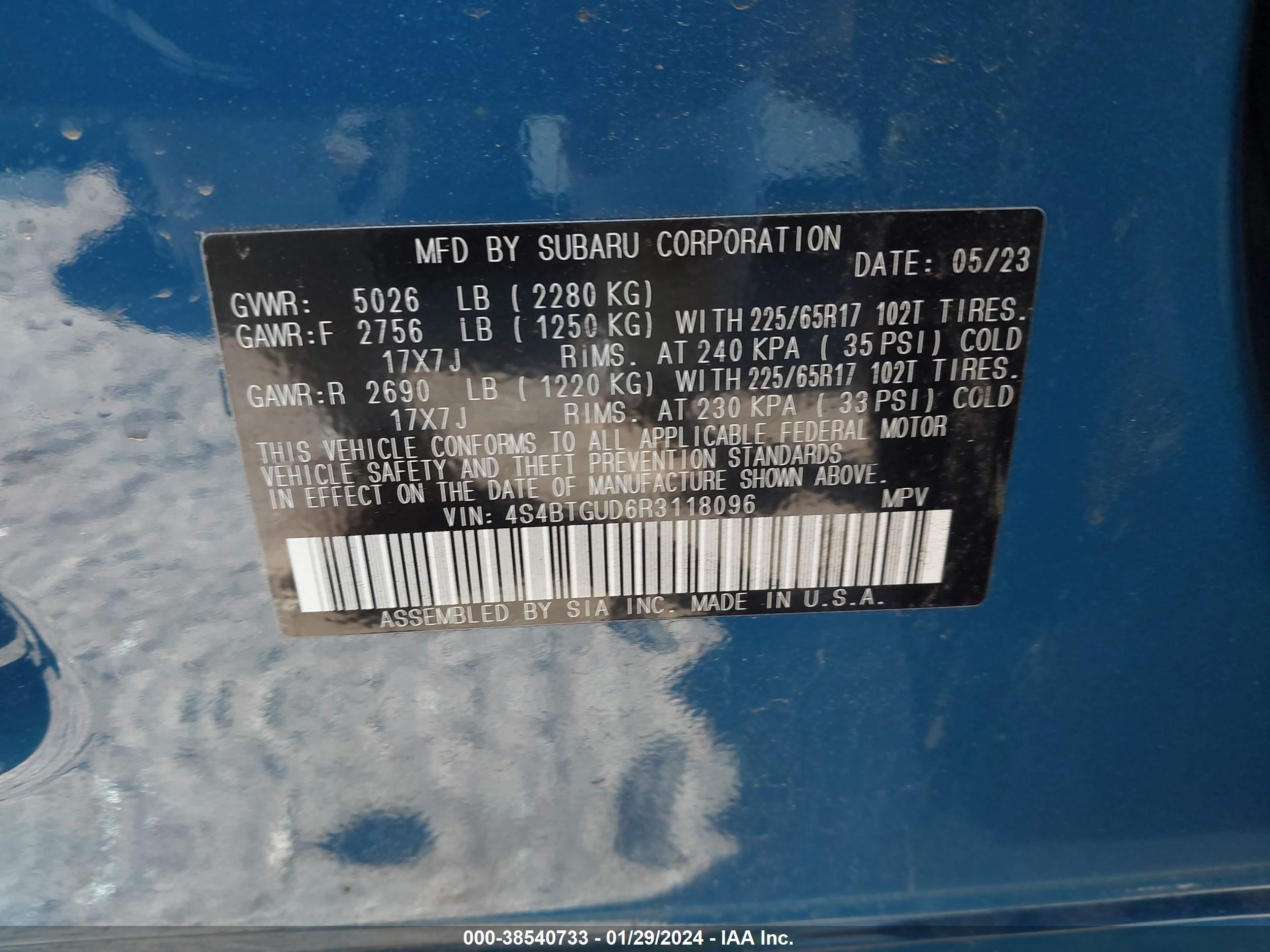 Photo 8 VIN: 4S4BTGUD6R3118096 - SUBARU OUTBACK 