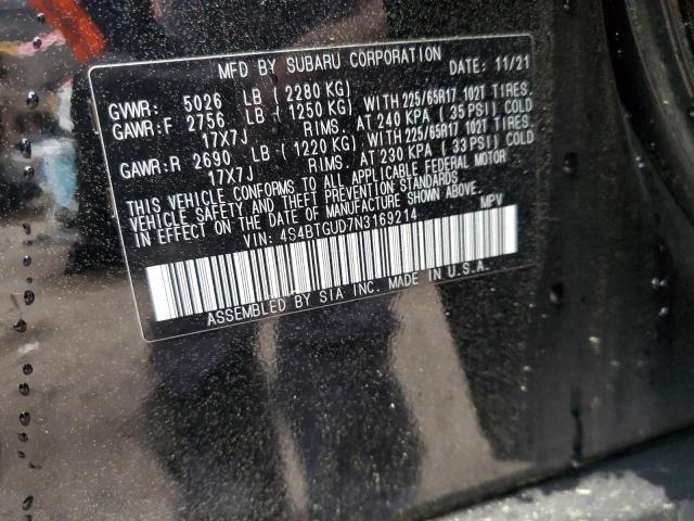 Photo 12 VIN: 4S4BTGUD7N3169214 - SUBARU OUTBACK WI 