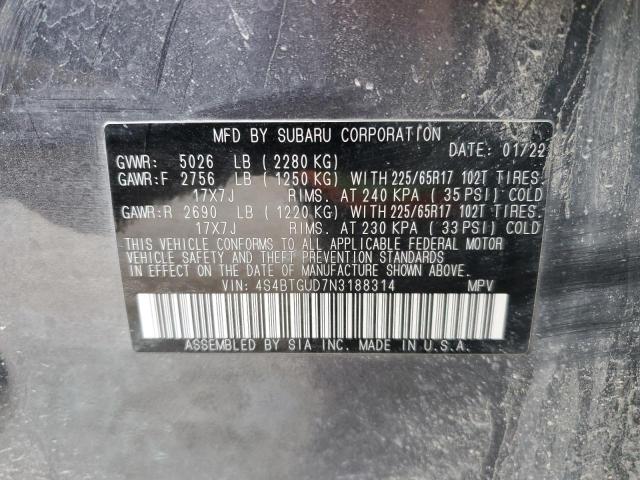 Photo 11 VIN: 4S4BTGUD7N3188314 - SUBARU OUTBACK WI 