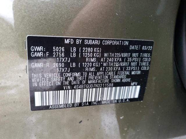 Photo 12 VIN: 4S4BTGUD7N3211588 - SUBARU OUTBACK WI 