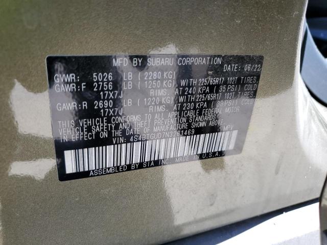 Photo 12 VIN: 4S4BTGUD7N3261469 - SUBARU OUTBACK WI 