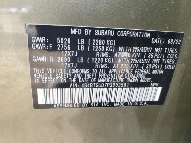 Photo 12 VIN: 4S4BTGUD7P3203591 - SUBARU OUTBACK WI 