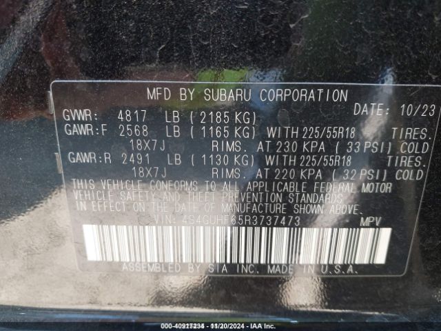 Photo 8 VIN: 4S4GUHF65R3737473 - SUBARU CROSSTREK 