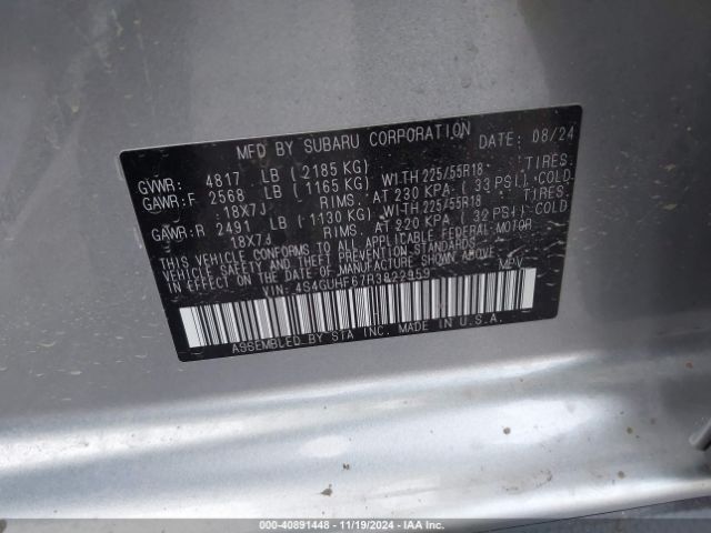 Photo 8 VIN: 4S4GUHF67R3822959 - SUBARU CROSSTREK 